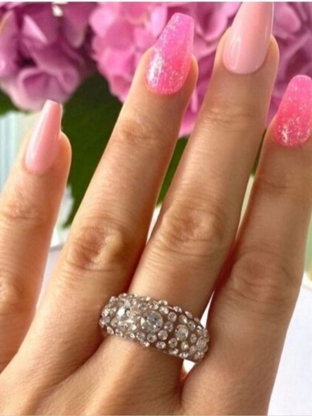 HANDCRAFTED Acrylic Crystal Statement Ring Size 7 NWT